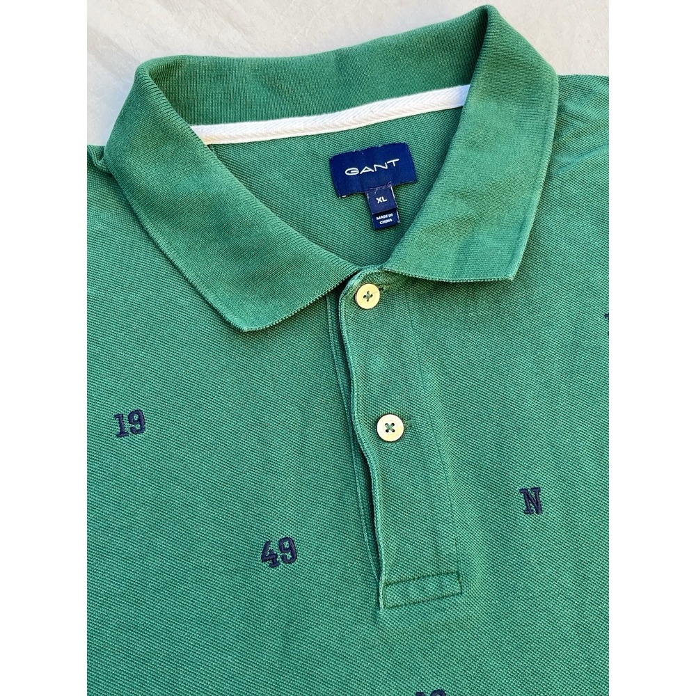 VTG Gant Polo Men's XL Green Sun Bleached Pique Ruger‎ Shirt Preppy Golf School